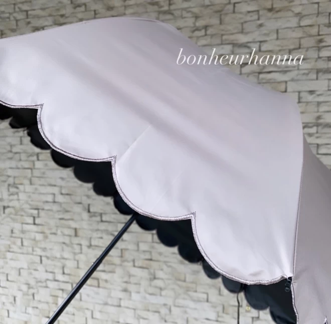 フラワーフリルブラック(晴雨兼用の折傘)